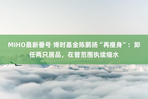 MIHO最新番号 博时基金陈鹏扬“再瘦身”：卸任两只居品，在管范围执续缩水