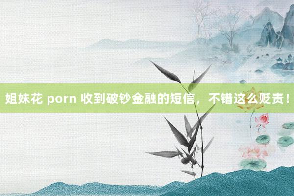 姐妹花 porn 收到破钞金融的短信，不错这么贬责！