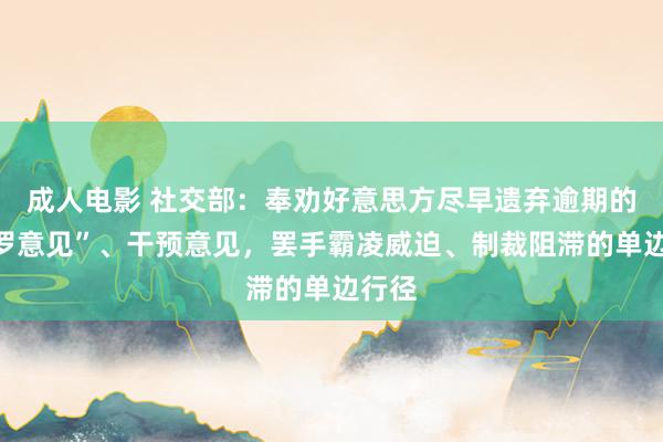 成人电影 社交部：奉劝好意思方尽早遗弃逾期的“门罗意见”、干预意见，罢手霸凌威迫、制裁阻滞的单边行径