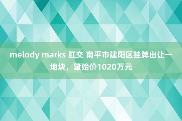 melody marks 肛交 南平市建阳区挂牌出让一地块，肇始价1020万元